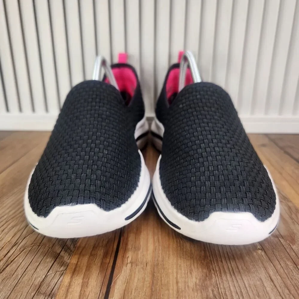 Skechers GOwalk 6 Womens 11 Black Pink Stretch Fit Goga Mat Walking Shoes 124398
